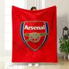 A red shield emblem with "Arsenal" text and a gold cannon graphic. for all seasons blanket lunch break throw gift