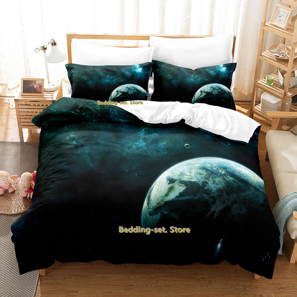 Комплект постельного белья Planets Single Twin Full Queen King Size Bed Set Adult Kid Bedroom Duvetcover Sets Outside Space Universe Bed