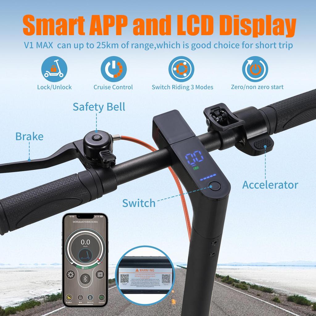 Электросамокат Twofish V1 Max 9-дюймовые шины 400 Вт мотор 36 В 10,4 Ач аккумулятор 20 км максимальный запас хода 28 км/ч максимальная скорость