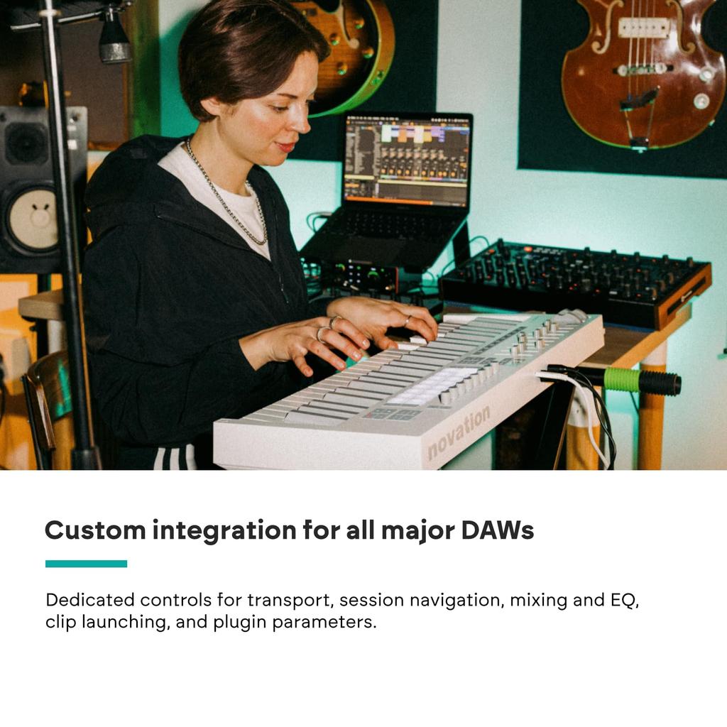 Novation Launchkey 49 MIDI-клавиатура Контроллер Белый 49 Полувзвешенных Клавиш USB Интеграция с DAW Режимы Аккордов и Ладов 16 Пэдов для Барабанов Арпеджиатор Музыка