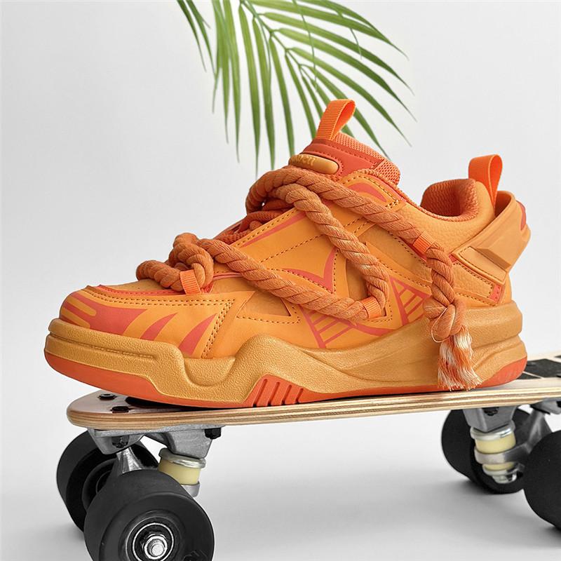 Модные тенденции дизайнерские оранжевые туфли для мужчин 2024 года модные мужские повседневные кроссовки уличная обувь для скейтбординга на платформе мужская обувь для хип-хопа