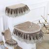 3PCS Velvet Skirt Style Toilet Mat Embroidered Lace Decorated Toilet Seat Mat Printed Dust Cover of Toilet Closestool
