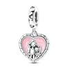 925 Silver Charm Bead Mother's Day Love Heart Family Charms Beads Pendants Fit Bracelet Women Jewelry Gifts