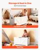 Kids Storage Bench, Wooden Toy Box Chest, Large Storage Cabinet with Safety Hinge, Toddlers Storage Bench for Playroom, Living Room or Entryway, Easy