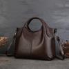 Genuine Leather Casual Tote Bag Retro Large Capacity Women's Handbag Versatile Solid Color Shoulder Bags