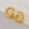 Серьги-гвоздики из нержавеющей стали с узором в виде спирального рога, модные темпераментные позолоченные женские серьги, простые и универсальные серьги