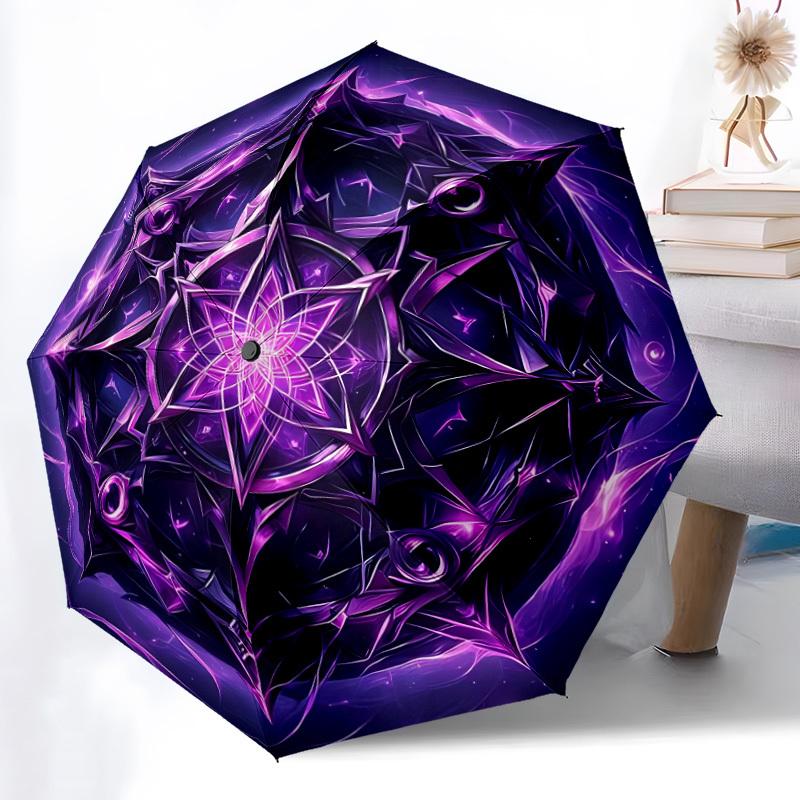 1pc Cosmic Mandala Folding Umbrella, Durable, Suitable for Outdoor Activities or Rain, Suitable for Commuting yy251027051
