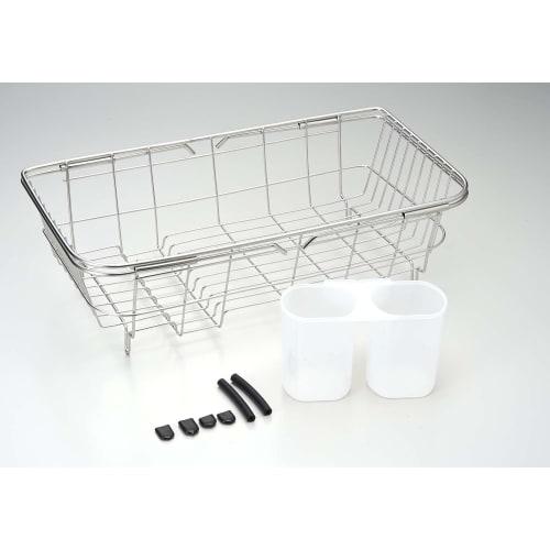 Pearl Metal Resin Dish Drainer Basket with Sliding Sink, Stainless Steel, Simple Ware HW-7332