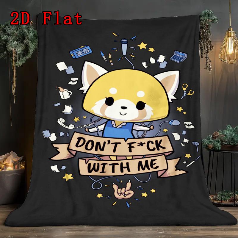 Aggretsuko 2D Flat Pattern Flannel Blanket High quality All Seasons Warmth and Comfort Perfect for Christmas Gifts.PMT0914104