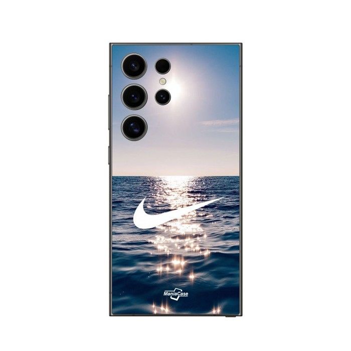 Coque pour Samsung Galaxy S25 Ultra nike logo blanc mer soleil