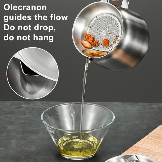 1,5/2 л Кастрюля-фильтр для масла из нержавеющей стали с корзиной для фритюра, большой емкости, сито с мелкой сеткой, жир от бекона