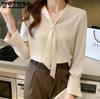 Spring and Autumn Female Chiffon Shirt Long Sleeve Shirt Teacher White Collar Skilled Professional Dress