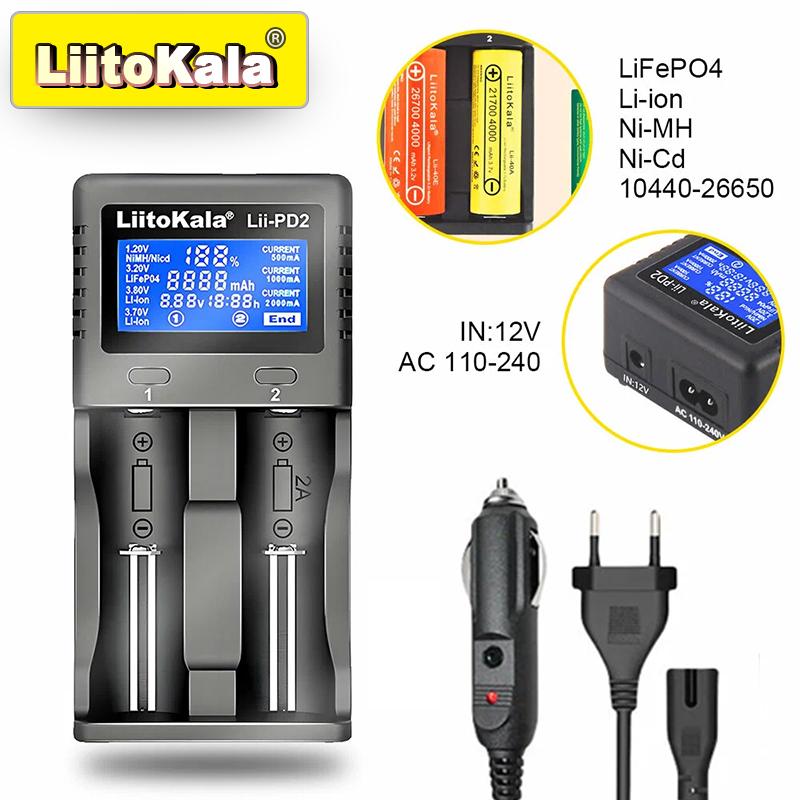 LiitoKala Lii-PD4/PD2 Сетевое PD Зарядное Устройство LCD Быстрая Зарядка 4/2 Слота для 21700/18650/AA/AAA Мультизащита Автоопределение