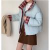 Женское зимнее короткое стеганое пальто со стойкой воротником, в стиле ретро, в клетку, пэчворк, утолщенная куртка-пуховик