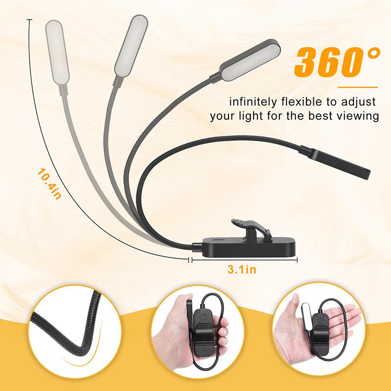 Янтарный светильник для чтения, мини-USB, светодиодный, перезаряжаемый, гибкий, ночник, накладной, настольная лампа, лампа для чтения, для путешествий, спальни, книги