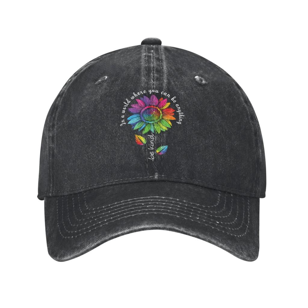 Vintage LGBT Rainbow Gay Pride Baseball Cap Unisex Style Distressed Denim Snapback Hat Outdoor Activities Adjustable Fit Hat Cap