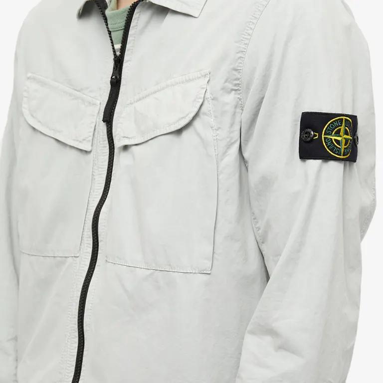 STONE ISLAND FW22 Однотонная куртка-рубашка с двойным карманом, мужская куртка, жемчужно-серая 7715101WN-V0161