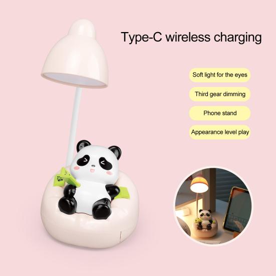 Светодиодная настольная лампа Panda Night Light с ящиком для чтения, регулируемая яркость, перезаряжаемая настольная лампа Panda для детской комнаты, спальни