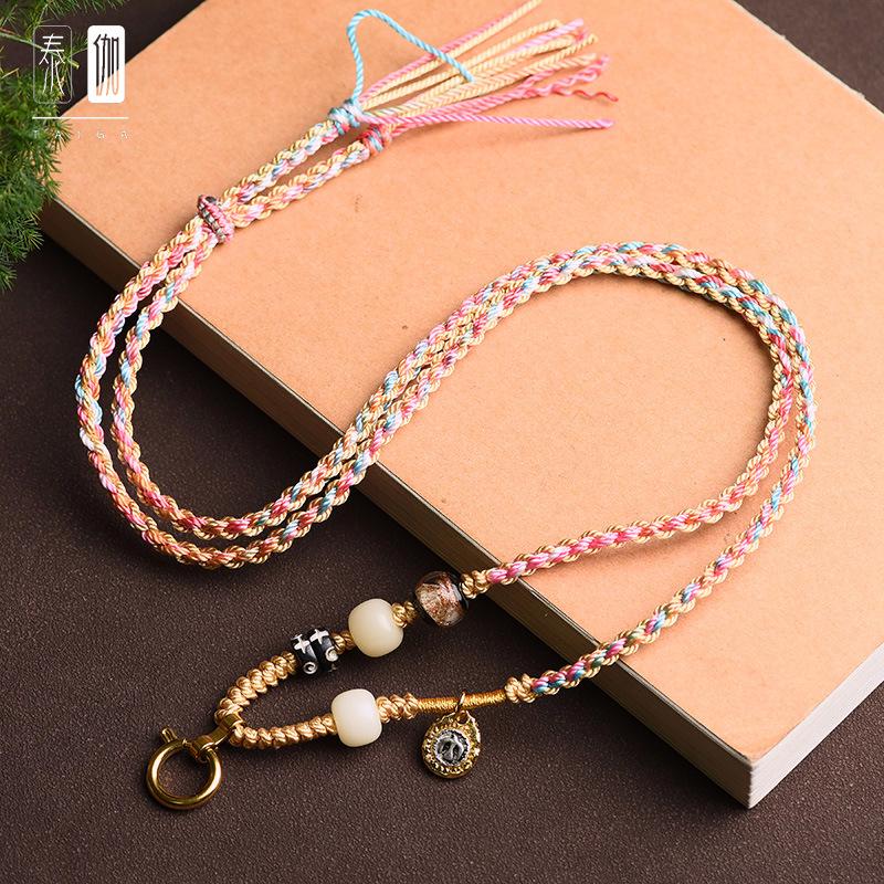 Цепочка для тайского амулета ручной работы: Тибетская подвеска Тханка с хлопковым шнуром ручной работы и агатом Дзи - Стиль А