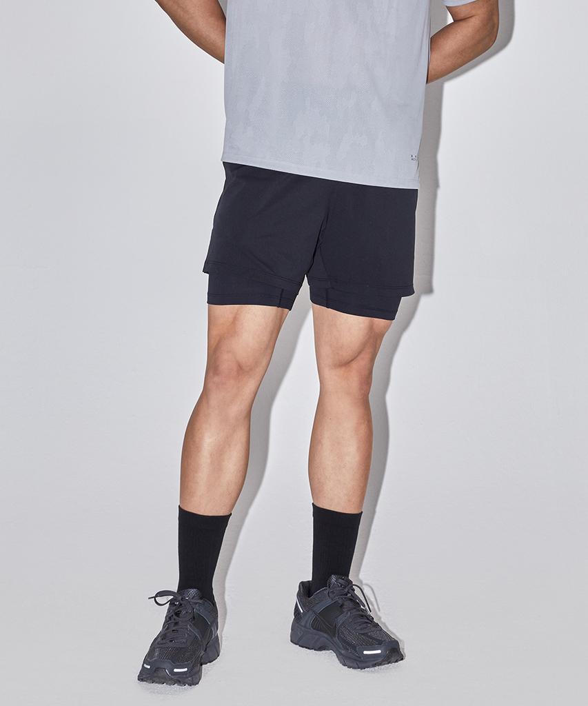 MUSINSA STANDARD SPORTS Шорты-трансформер 2-в-1 Flex Squat 5 дюймов (черный)