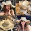 Летняя соломенная шляпа от солнца с бантом и дышащим дизайном для пляжа и путешествий