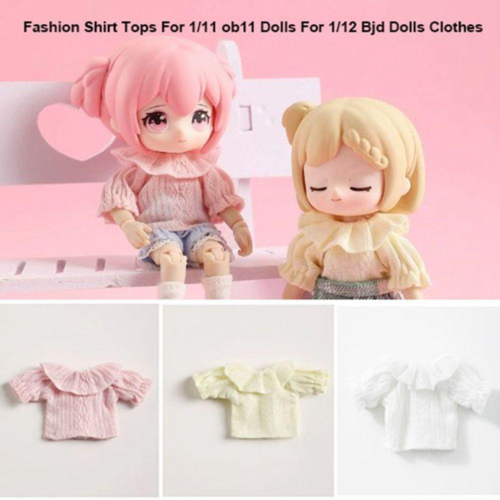 Fashion Doll T-shirt Clothes Long/Short Sleeve Shirts for 1/11 ob11 Dolls For 1/12 Bjd Dolls