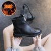 Low-top Leather Martin Boots Women's Autumn and Winter New Single Boots Casual Versatile Flat-bottomed Velvet Short Boots