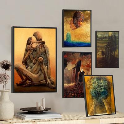 Здзислав Бексинский Искусство Аниме Постеры Липкая Белая Бумага Наклейка DIY Комната Бар Кафе Каваи Комнатный Декор