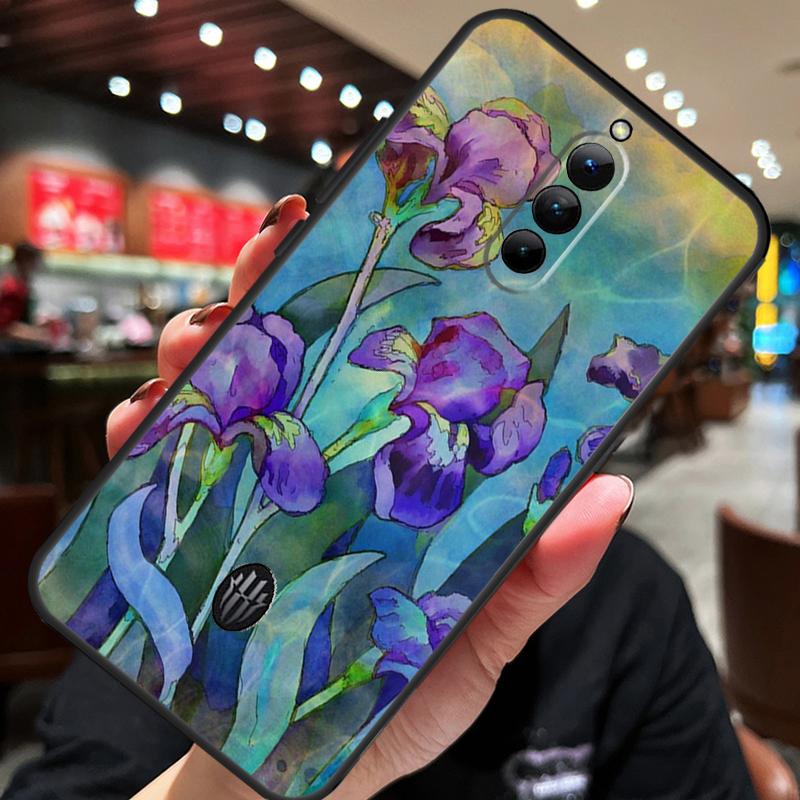 Чехол-пенал с рисунком сиреневых ирисов для ZTE Nubia Red Magic 10S 10 8 9 8S 9S 11 Pro Plus 10 Air 5G 6R 6 7 6S 7S Pro