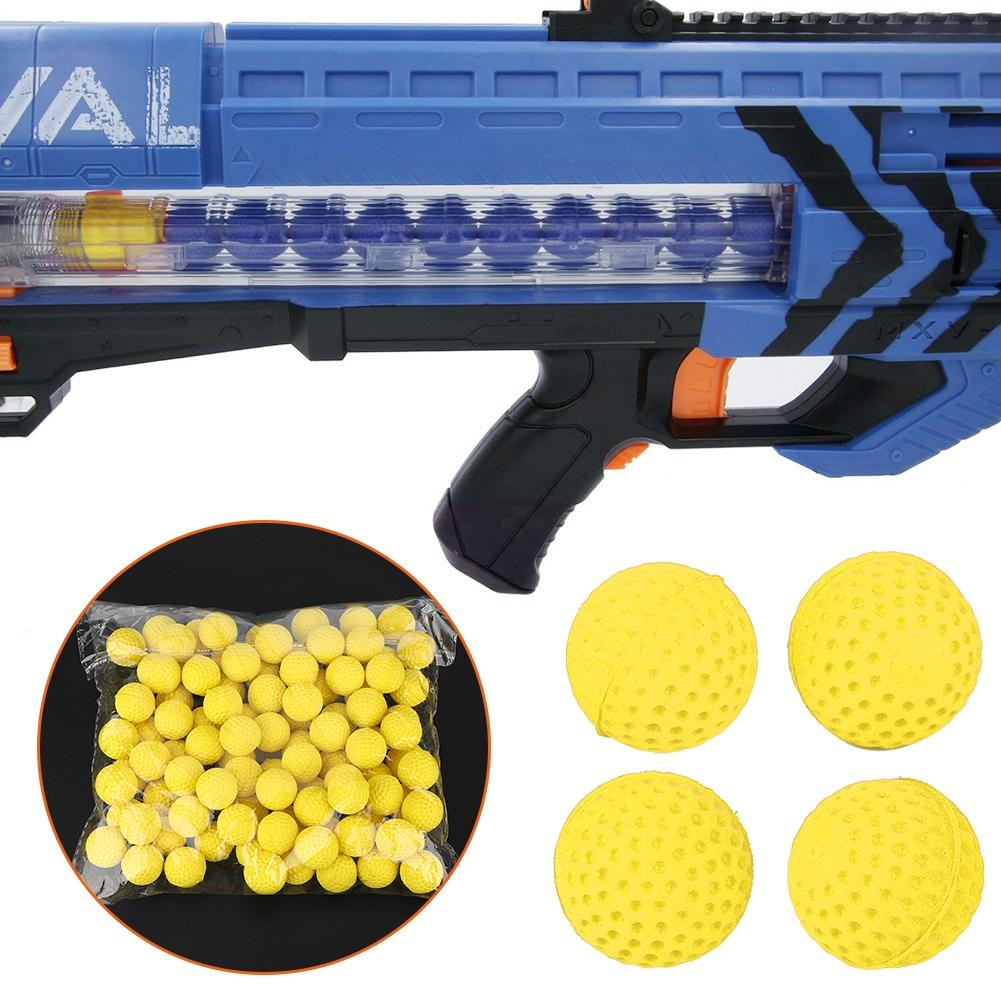 100PCS Pack Universal EVA Soft Round Refilled Bullets Ball for Rival Toy Gun (Yellow)