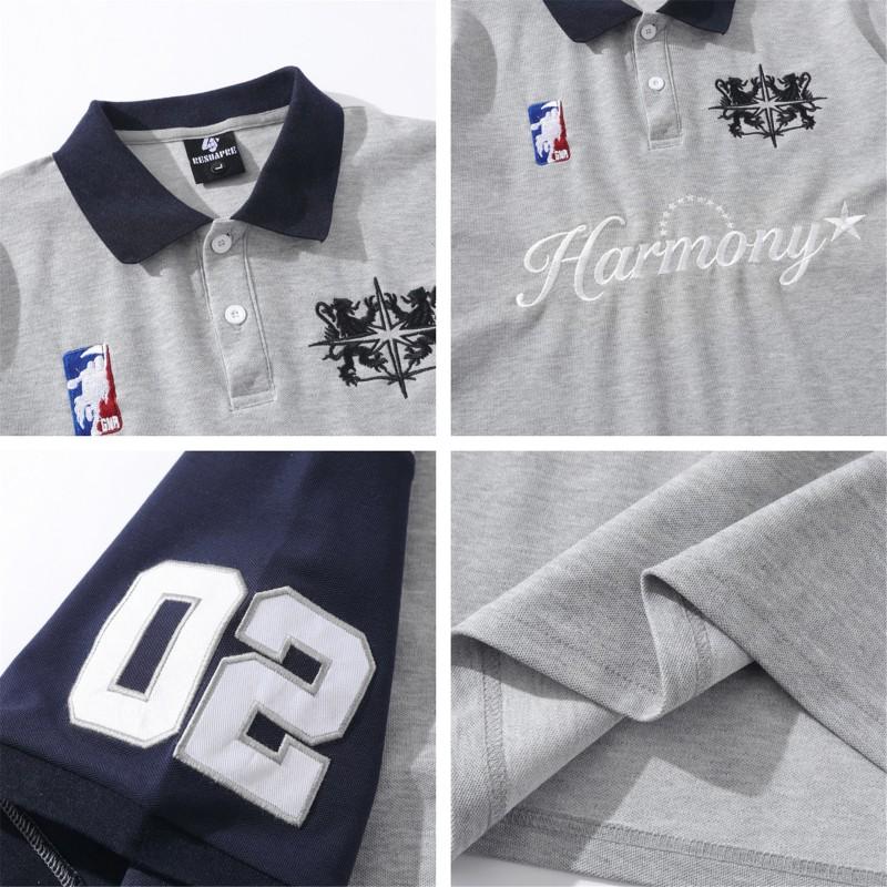 American Vintage Sports Polo Shirts Couples Loose Fit Embroidered Short Sleeve Tops