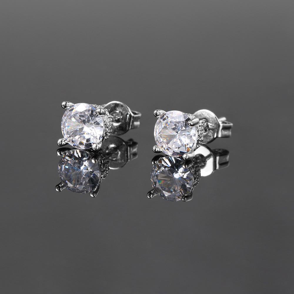Stud Earrings Unisex Ear Piercing for Men Women 6mm Black Zircon Stylish Simplicity Silver Color Hip Hop Jewelry Gifts Wholesale