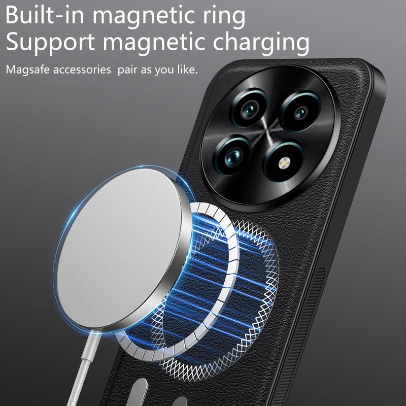 Для Realme 13 Pro 5G Чехол Магнитный Элегантный Кожа Износостойкий Объектив Полностью Закрытый Нескользящий Защита Края Накладка