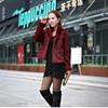 Womens Slim Fit Faux Fur Coat Stand Collar Long Sleeve Rabbit Trim Street Style Short Outerwear