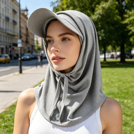 2 Pcs/Set Adjustable Fit Sun Hat with Built-In Drawstring Shawl Extended Brim Full