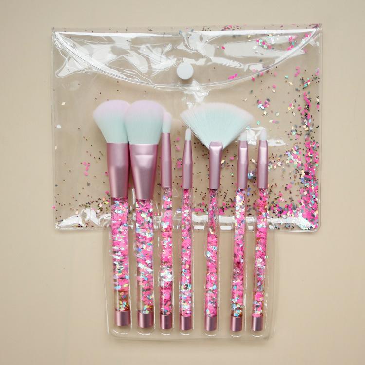 Новинка, 7 шт., набор кистей для макияжа с прозрачными кристаллами и блестками, алмазной ручкой, зыбучие пески, жидкая маслянистая ручка, косметический макияж
