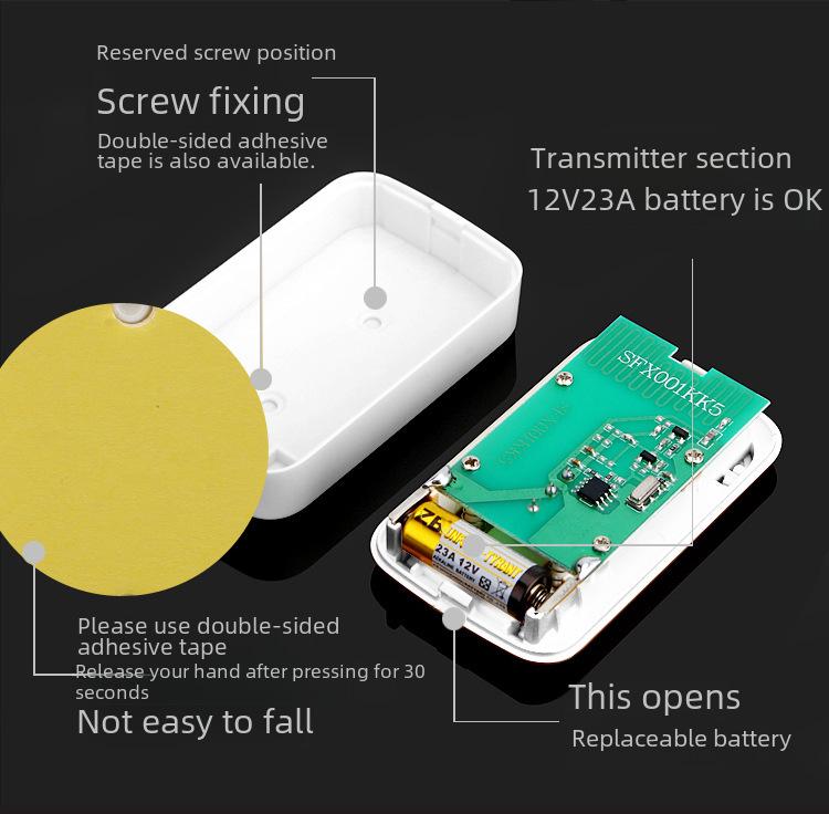 Беспроводной водонепроницаемый дверной звонок: Интеллектуальный пульт дистанционного управления с питанием от батареек и одним приемником