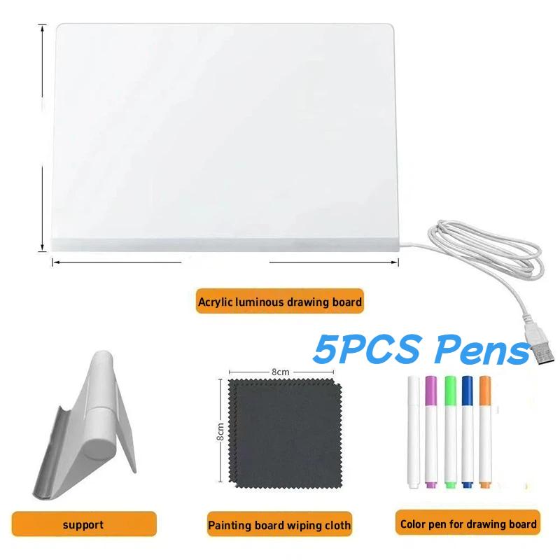 Волшебная светящаяся детская доска для рисования: Многоразовый ЖК-планшет Стираемый Светящийся Планшет для Рисования для Возраста 3-6+ Веселая Обучающая Игрушка Доска Меню