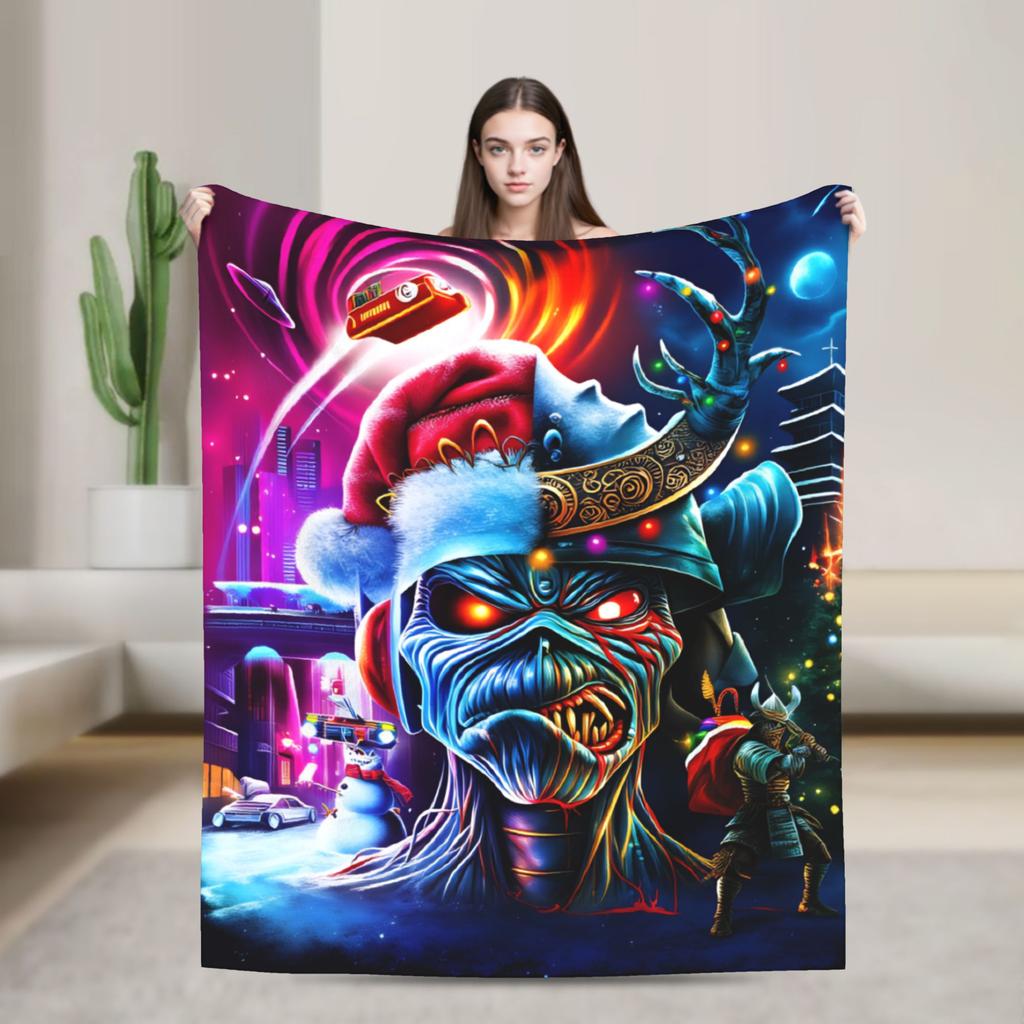 Merry Christmas Blanket I-Iron M-Maidens Tour 2025 Super Soft Plush Throw Blanket For Outdoor Flannel Bedspread Bed Cover