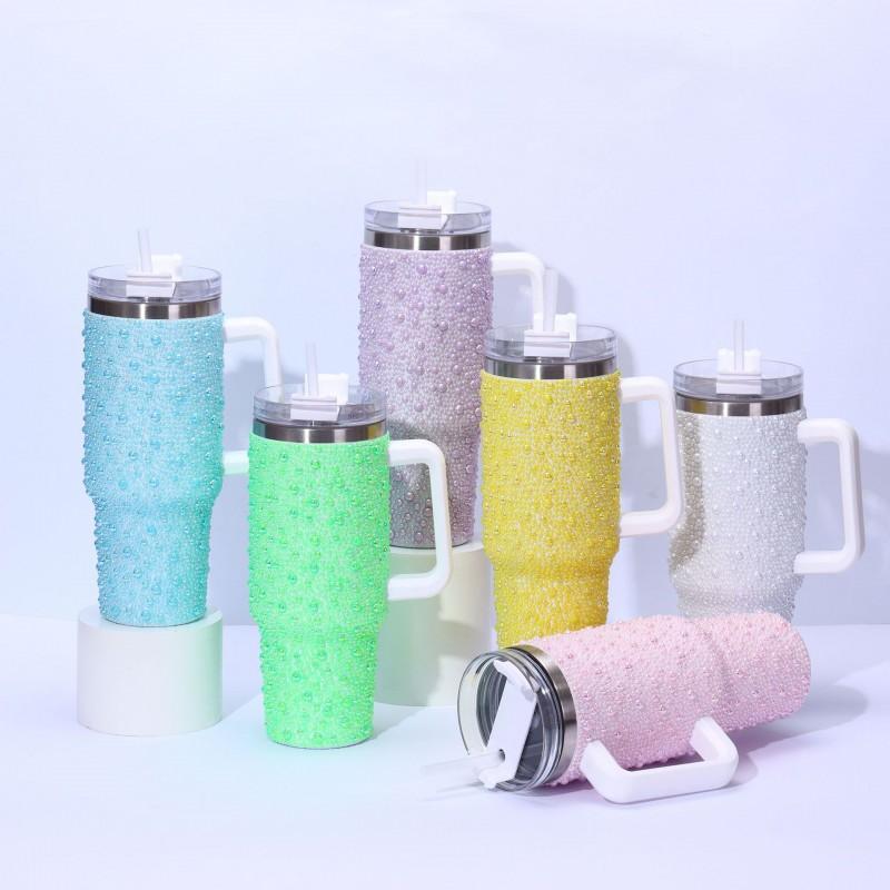 40oz Stainless Steel Travel Mug With Handle Vacuum Insulated Car Cup Office Outdoor Driving