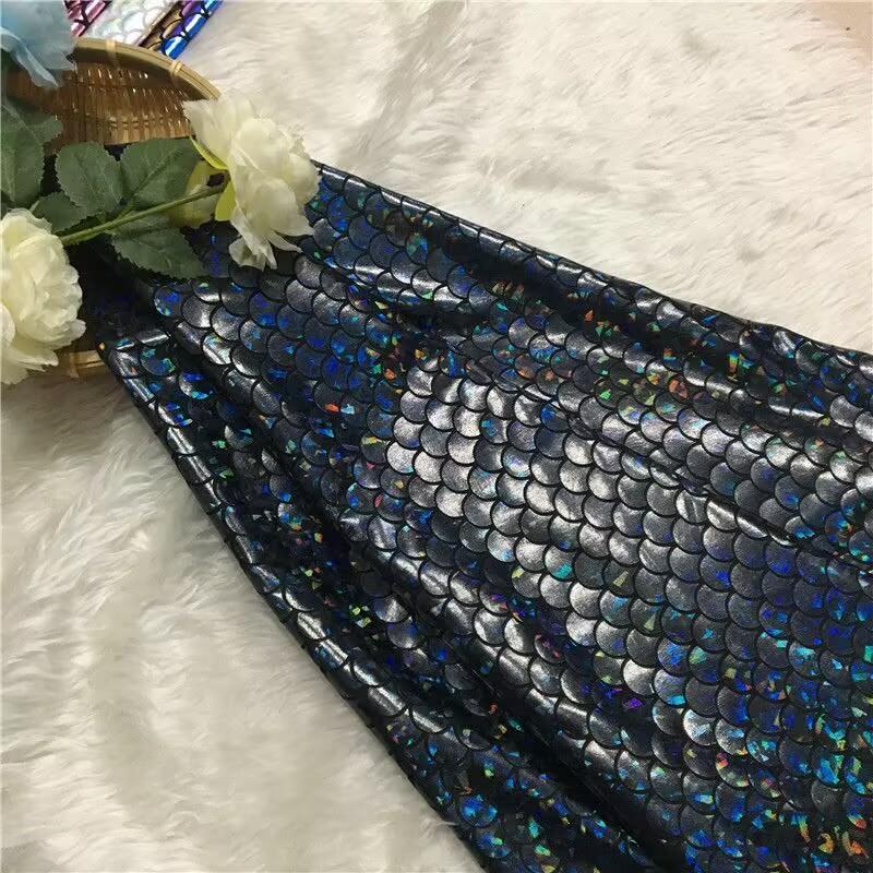 Ткань с блестками под рыбью чешую, эластичная, для DIY, костюмов для сценических выступлений, украшения свадебной вечеринки, шитья, ткани для купальника русалки