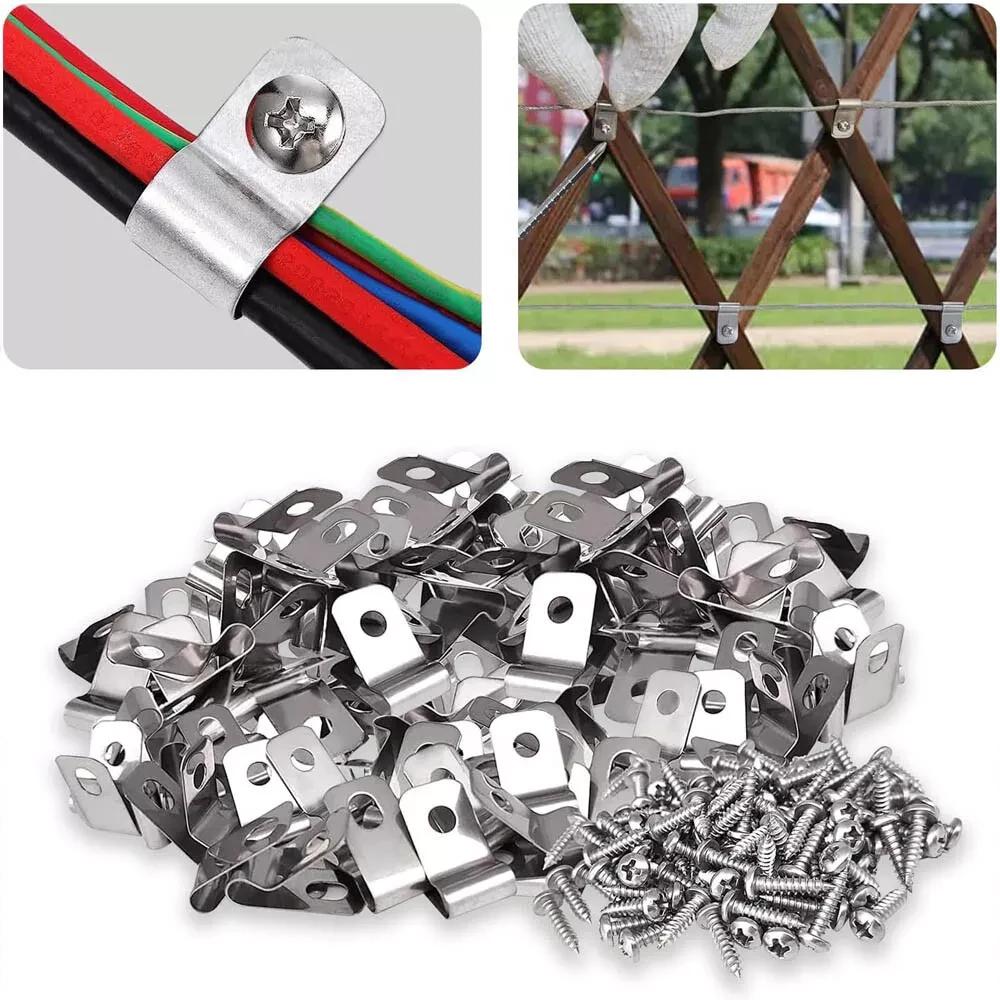 100x зажим для проволочной сетки, крепежный винт из оцинкованной стали, панель из сварной сетки