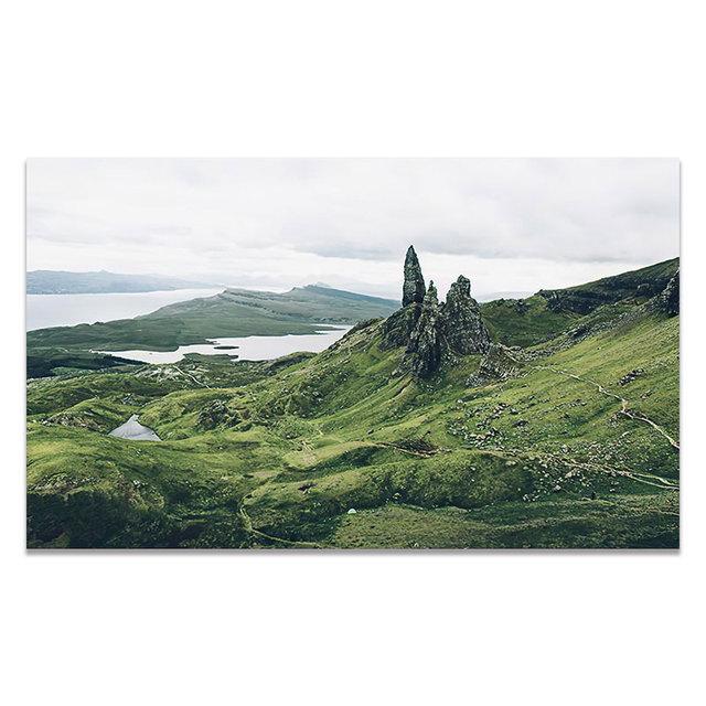 Скандинавский пейзаж, горный лес, зеленая природа, скандинавский пейзаж, картина, постер, настенное художественное украшение с принтом