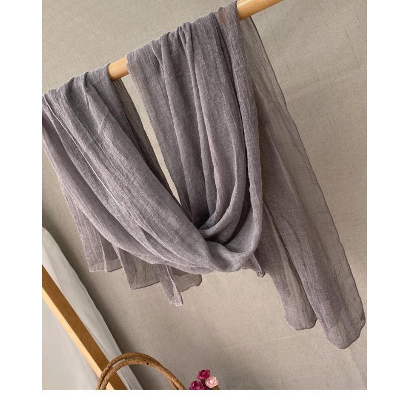 New Thin Plain Cotton Linen Tie-dye Scarf High-end Retro Soft Silk Scarf Versatile Couple Shawl