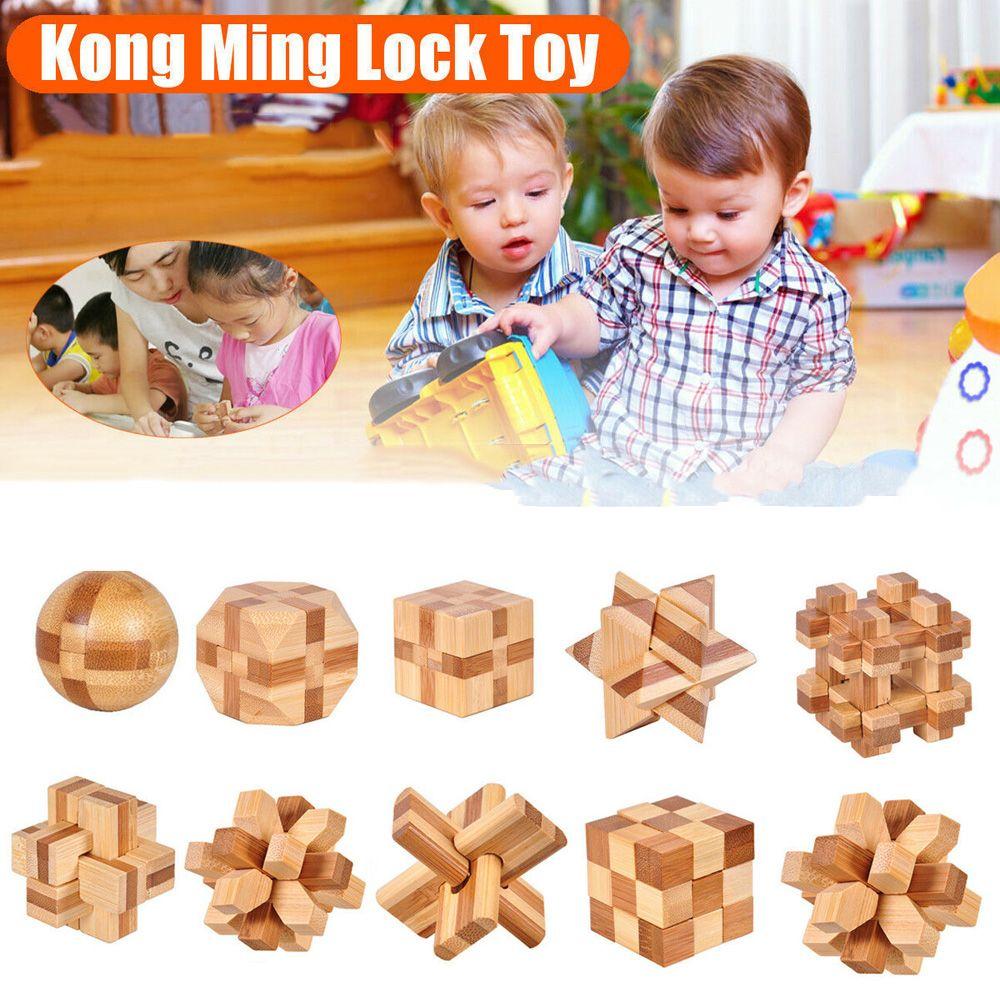 Wooden Small Interlocking IQ Game Puzzle Toy Brain Teaser Classic Toys Kong Ming Lock