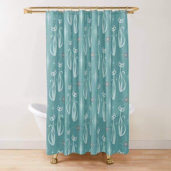 Шторка для душа Mid Century Meow Ретро Атомик Коты Шторка для душа Кити Животное Винтажный Декор Ванной Комнаты Тканевая Шторка С Крючками