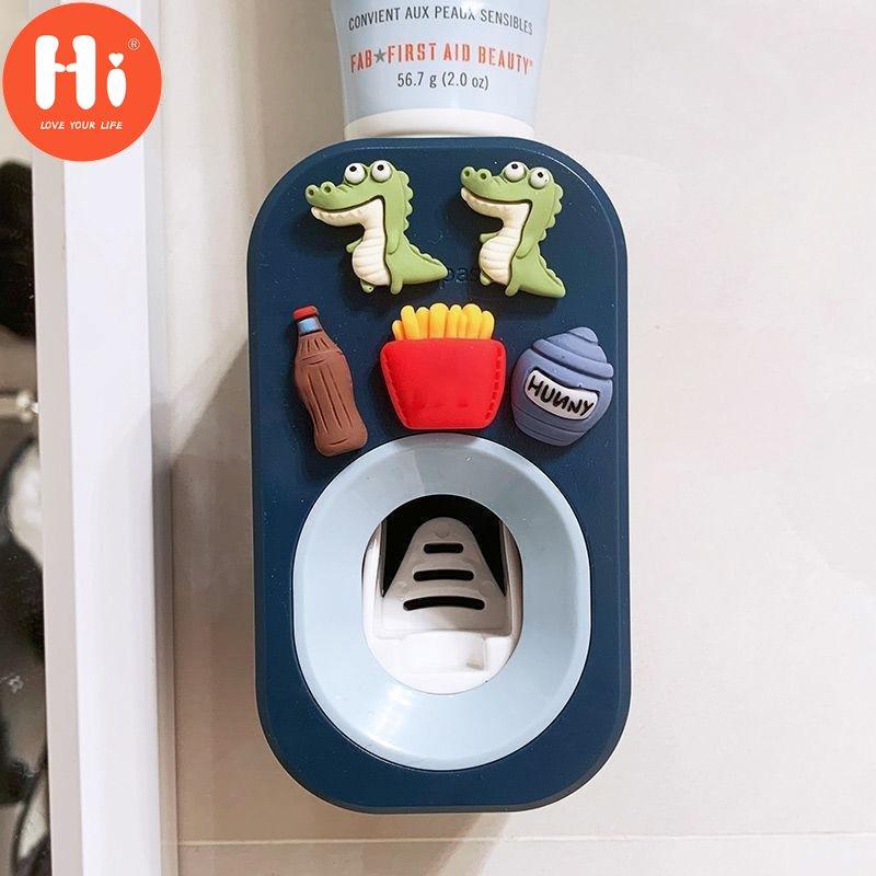 Автоматический дозатор зубной пасты с героями мультфильмов, милые соковыжималки, набор аксессуаров для ванной комнаты, держатель для зубных щеток, товары для ванной комнаты