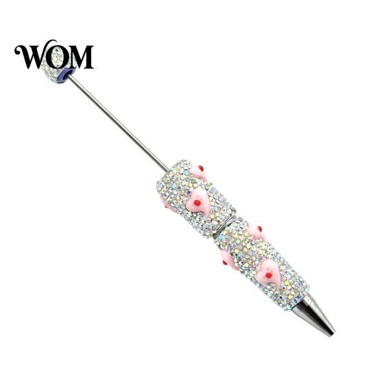 Diamond Beaded Pen DIY Glow-in-the-Dark Pen, Rhinestone Ballpoint Pens with Cartoon Charms, Cute Glitter Writing Character Design Tools for
