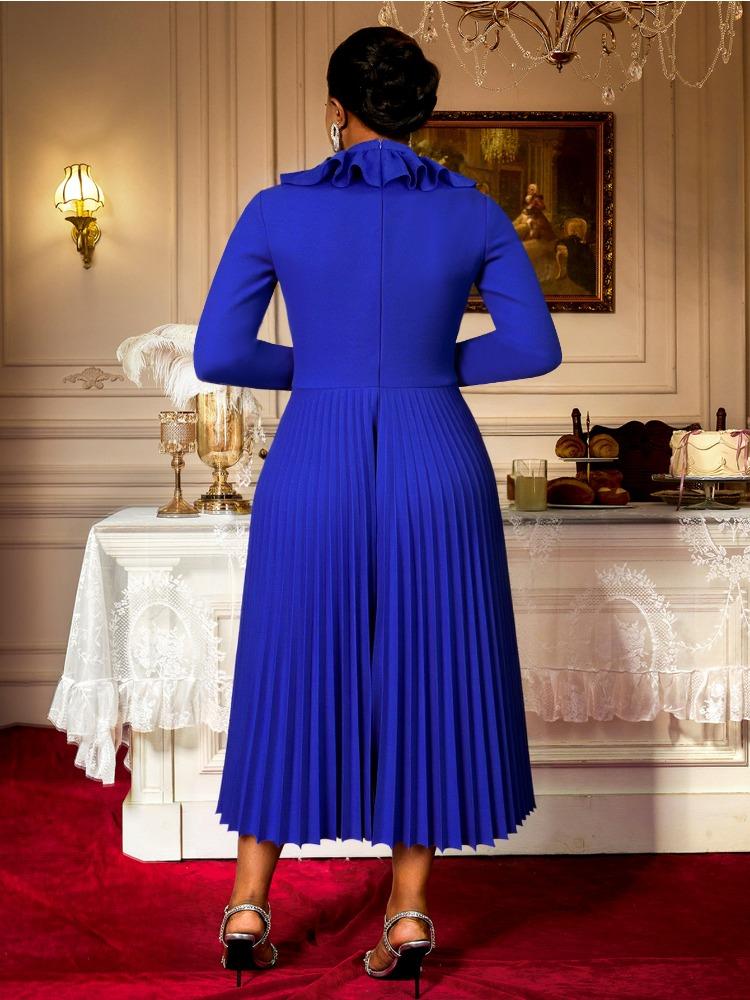 Элегантные женские платья А-силуэта с плиссировкой, оборками, большим бантом, длинными рукавами, для церкви, вечерней вечеринки, дня рождения, свадьбы, гостя, осенние, новые, для особого случая