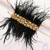 Novelty personality black feather bracelet adjustable exaggerated evening performance rhinestone bracelet accessories Bracelet silver
